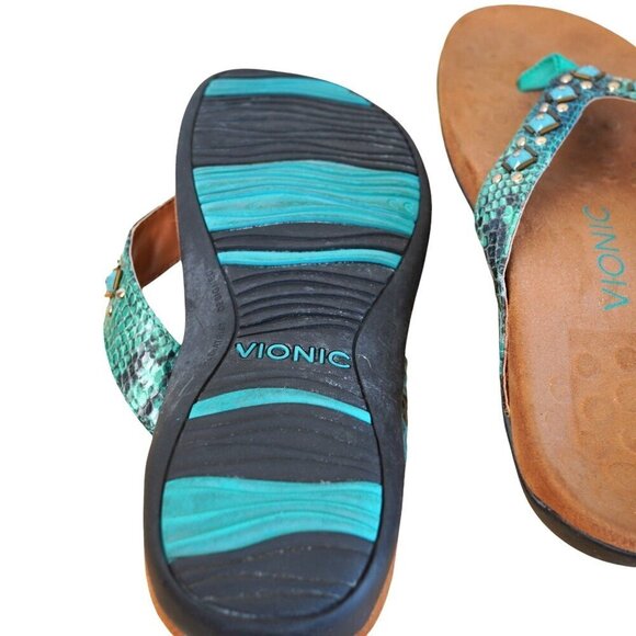 Vionic Rest‎ Floriana Toe-Post Sandal - Teal Snake Size 7 - Picture 5 of 6